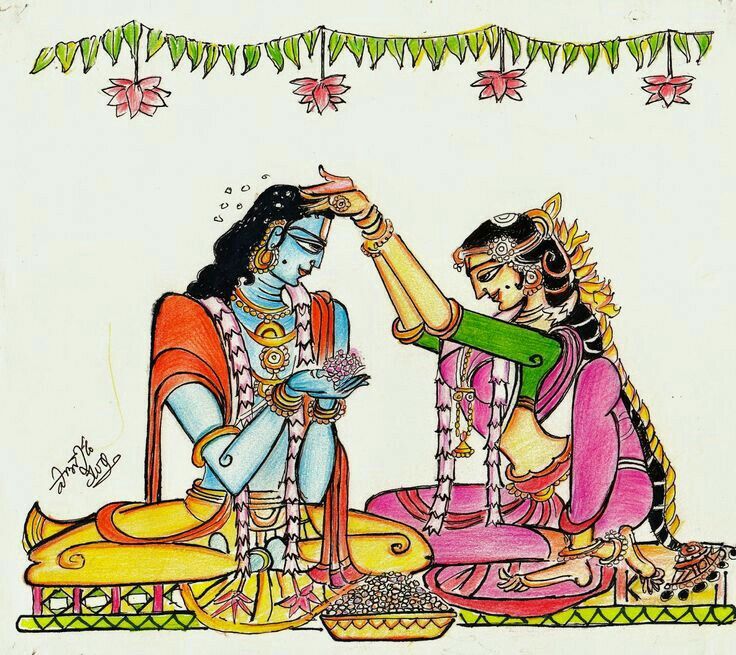 Bapu-inspired wedding illustration